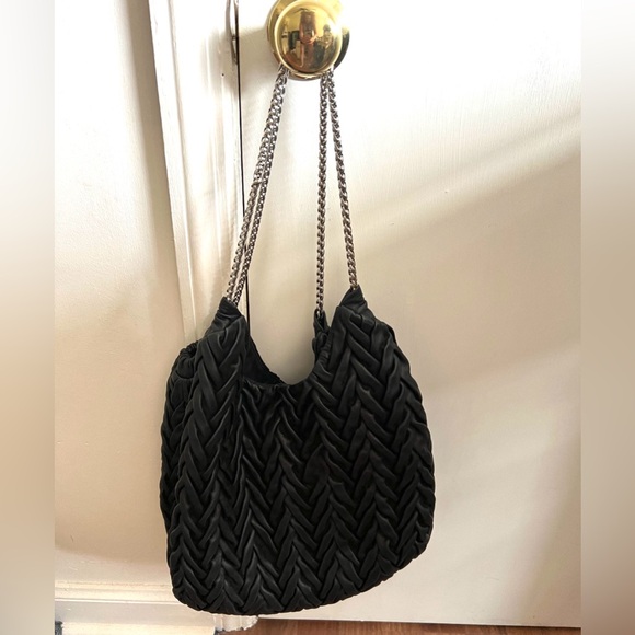 Elie Tahari Beverly black quilted braided leather tote shoulder bag - Picture 3 of 4